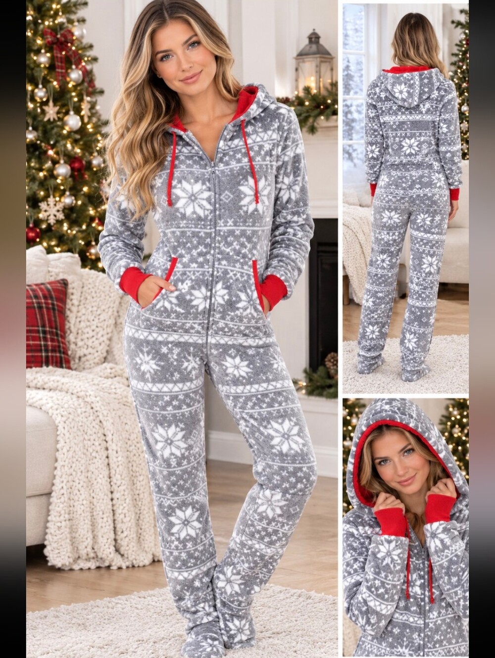 🎅 PAJAMAGRAM Hoodie-Footie Nordic Fleece Onesie 🎅